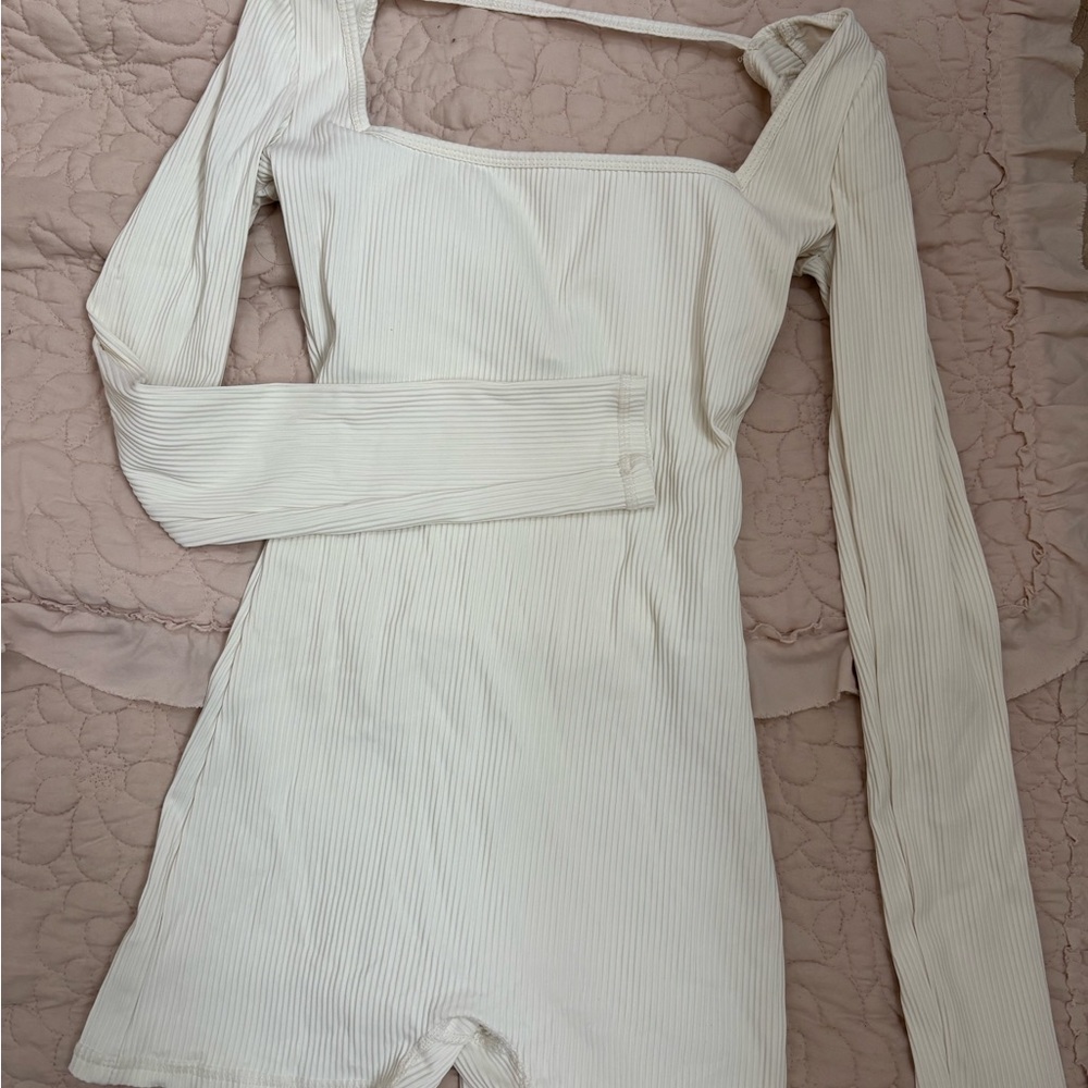 Off-White Ribbed Long Sleeve bodysuit